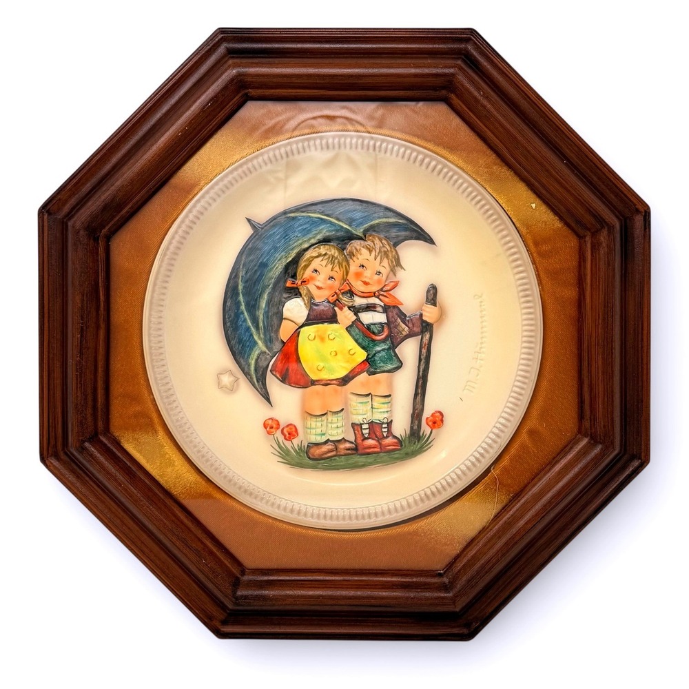 Goebel Hummel Stormy Weather 1975 Anniversary Plate Framed‎ First Edition 10in